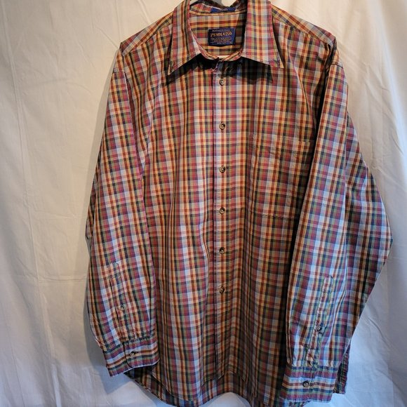 Pendleton Men's multi-color plaid cotton button up, size Large - Picture 1 of 7